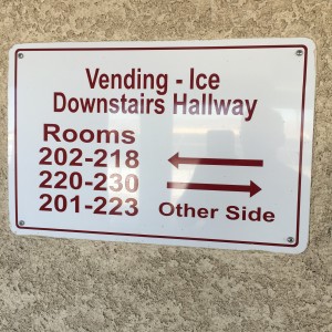 Sign showing room locations